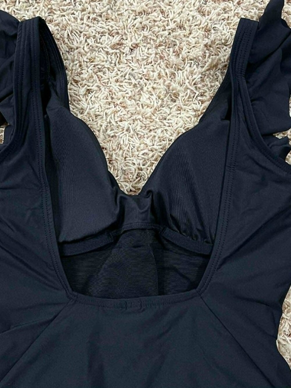 DKNY Women's Ruffle Sleeve One-Piece Swimsuit Black, Size Medium (New) - Picture 11 of 13